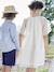 Net jongenshemd, Mao-kraag en korte broek beige+blauw, gestreept - vertbaudet enfant 