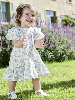 Baby-Rok, jurk-Feestelijke babyjurk met bloemetjes van katoengaas