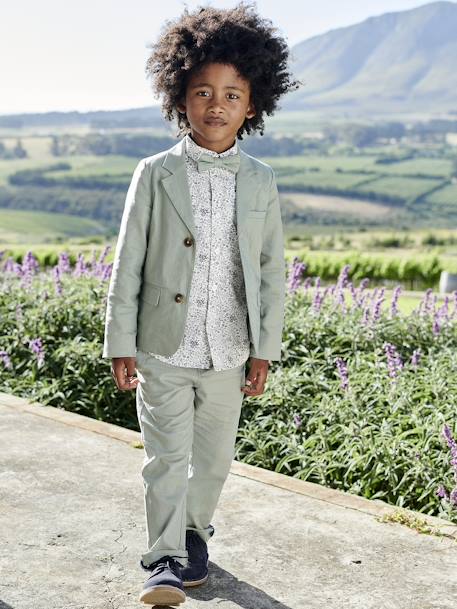 Chinobroek jongens katoen/linnen beige+blauw+donker marineblauw+lichtbeige+saliegroen - vertbaudet enfant 
