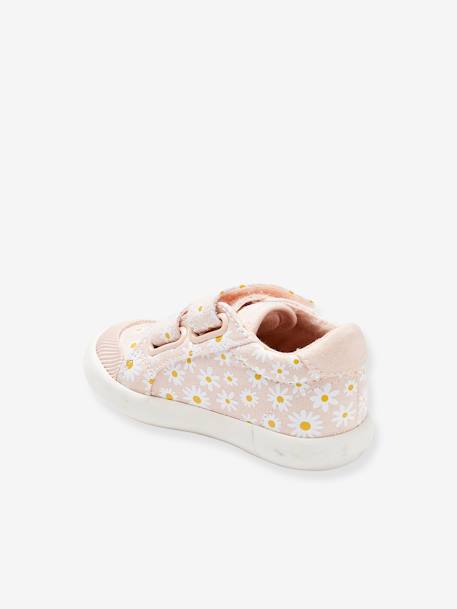 Stoffen tennisschoenen met klittenband voor babymeisjes groen madeliefjesprint+ijsblauw+paars, bedrukt+roze, bedrukt+veel roze+WIT - vertbaudet enfant 