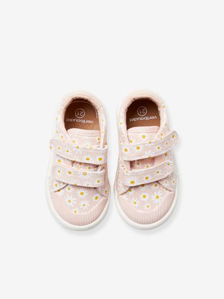 Stoffen tennisschoenen met klittenband voor babymeisjes groen madeliefjesprint+ijsblauw+paars, bedrukt+roze, bedrukt+veel roze+WIT - vertbaudet enfant 