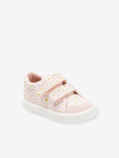 Stoffen tennisschoenen met klittenband voor babymeisjes groen madeliefjesprint+ijsblauw+paars, bedrukt+roze, bedrukt+veel roze+WIT - vertbaudet enfant 