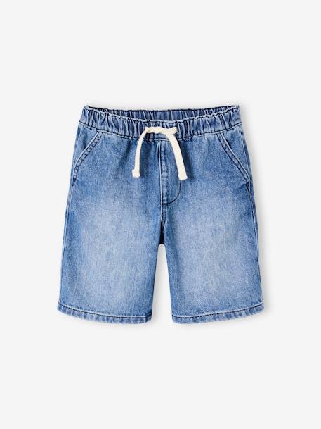 Denim jongensbermuda, gemakkelijk aan te trekken blauw, bedrukt+blauw, gestreept+denimgrijs+double stone+stone - vertbaudet enfant 
