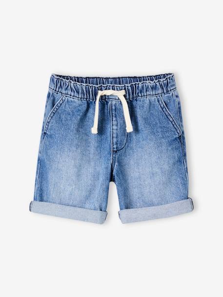 Denim jongensbermuda, gemakkelijk aan te trekken blauw, bedrukt+blauw, gestreept+denimgrijs+double stone+stone - vertbaudet enfant 
