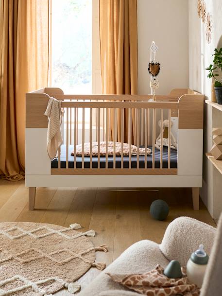 Katoenen gaasbuisgordijn ecru+grijsblauw+kaneel+mokka+roze (poederkleur)+rozen+saliegroen+wit - vertbaudet enfant 