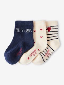 -Set van 3 paar sokjes met hartjes voor babymeisje