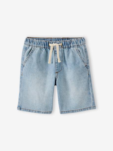 Denim jongensbermuda, gemakkelijk aan te trekken blauw, bedrukt+blauw, gestreept+denimgrijs+double stone+stone - vertbaudet enfant 