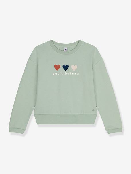 Meisjessweater met hartjes PETIT BATEAU groen - vertbaudet enfant 
