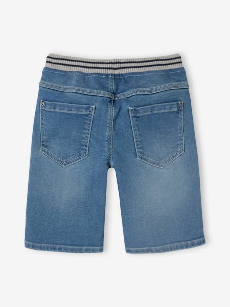 Makkelijk aan te trekken bermuda voor jongens van molton met denim-effect double stone - vertbaudet enfant 