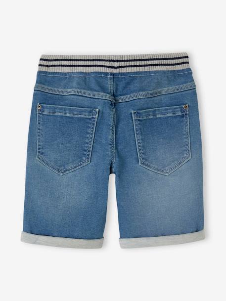 Makkelijk aan te trekken bermuda voor jongens van molton met denim-effect double stone - vertbaudet enfant 