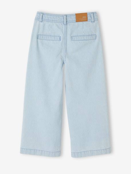 Wijde driekwartsbroek meisjes met strepen met hartzakken blauw, gestreept - vertbaudet enfant 