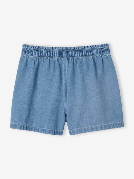 Lichtgewicht denim meisjesshort die gemakkelijk aan te trekken is gebleekt denim+stone - vertbaudet enfant 