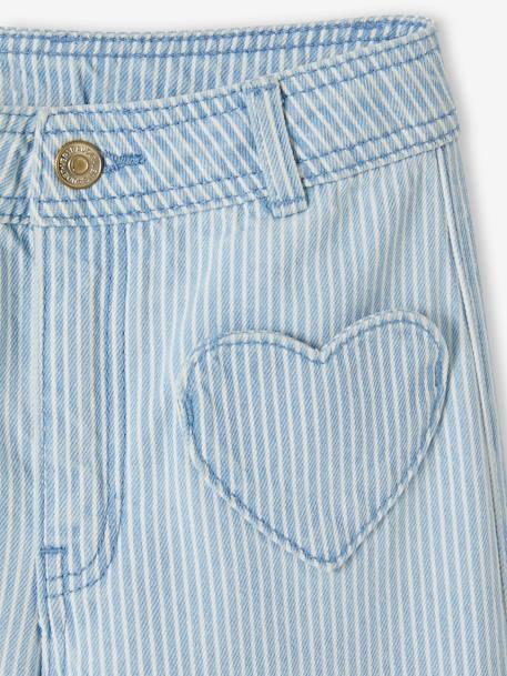 Wijde driekwartsbroek meisjes met strepen met hartzakken blauw, gestreept - vertbaudet enfant 