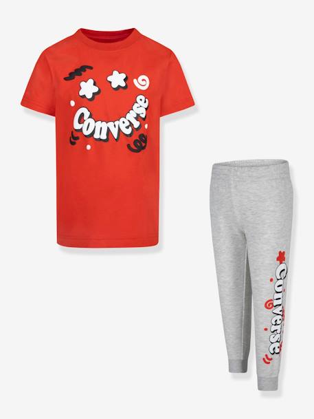 Sportset shirt + jogging voor jongens CONVERSE antraciet - vertbaudet enfant 