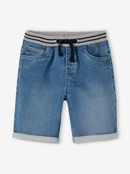 Makkelijk aan te trekken bermuda voor jongens van molton met denim-effect double stone - vertbaudet enfant 