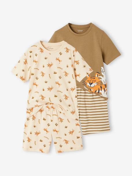 Set van 2 tijger pyjashorts voor jongens kaki - vertbaudet enfant 