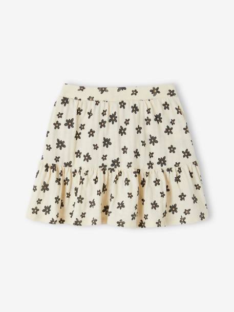 Meisjes broekrokje met bloemenprint ecru+snoepjesroze - vertbaudet enfant 