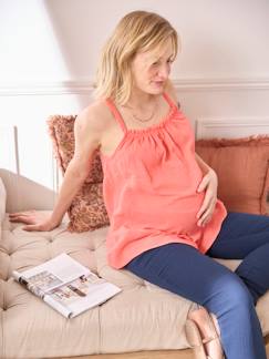 Zwangerschapskleding-Zwangerschapstop met dunne schouderbandjes van katoenen gaas