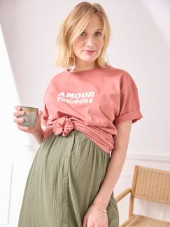 Zwangerschapskleding-T-shirt-Effen zwangerschapsshirt met opschrift in biologisch katoen