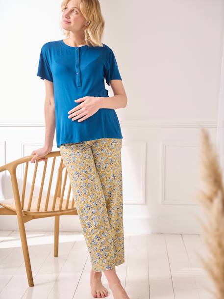 2-delige pyjamaset zwangerschap en borstvoeding currygeel - vertbaudet enfant 