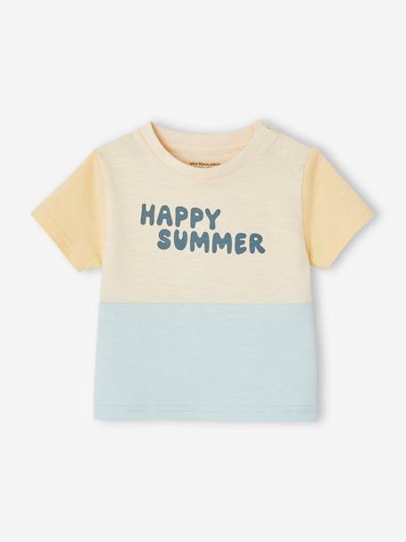 Colourblock babyshirt 'Happy summer' hemelsblauw - vertbaudet enfant 
