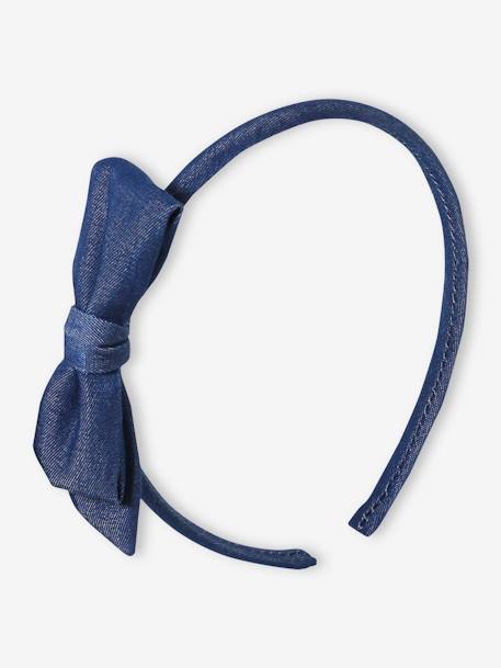Haarband met stoffen strik blauw, bedrukt - vertbaudet enfant 