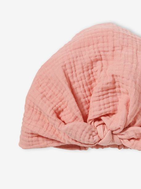 Effen geknoopte sjaalvormige muts voor babymeisjes roze (poederkleur) - vertbaudet enfant 