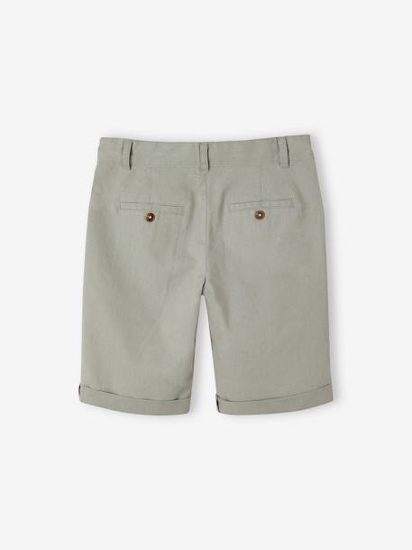 Jongensbermuda van katoen/linnen beige+blauw+donker marineblauw+lichtbeige+saliegroen - vertbaudet enfant 
