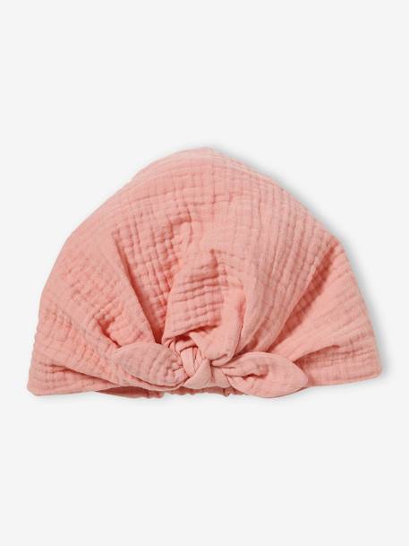 Effen geknoopte sjaalvormige muts voor babymeisjes roze (poederkleur) - vertbaudet enfant 