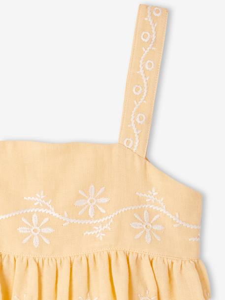 Geborduurde meisjesblouse van katoengaas pastelgeel - vertbaudet enfant 