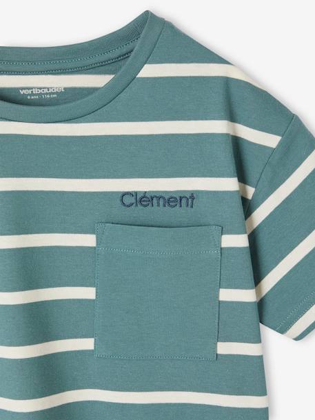Aanpasbaar jongensshirt met strepen blauwgroen - vertbaudet enfant 