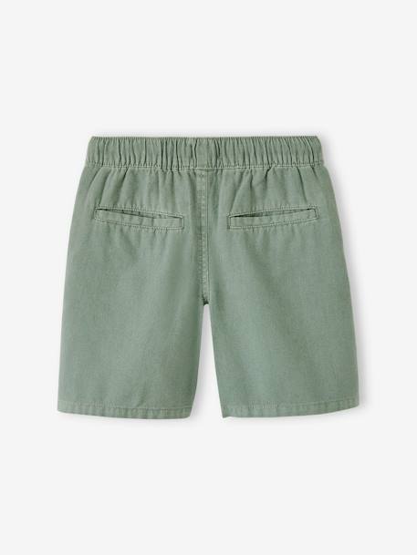 Jongensbermuda van katoen/linnen blauwgroen+gemêleerd beige - vertbaudet enfant 