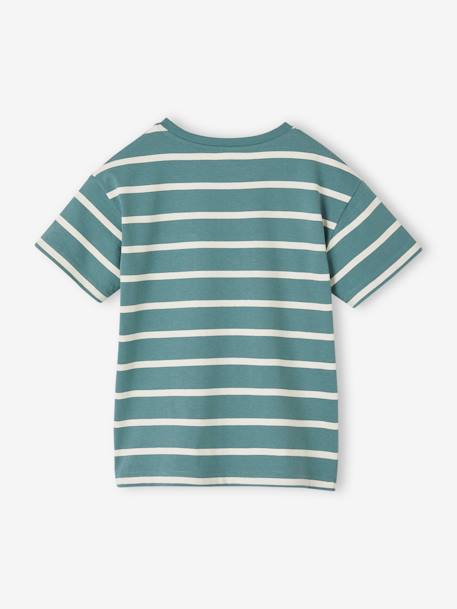 Aanpasbaar jongensshirt met strepen blauwgroen - vertbaudet enfant 