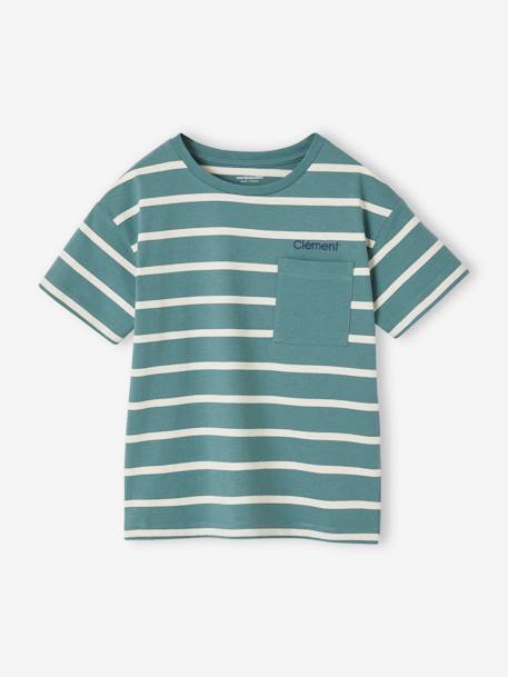 Aanpasbaar jongensshirt met strepen blauwgroen - vertbaudet enfant 