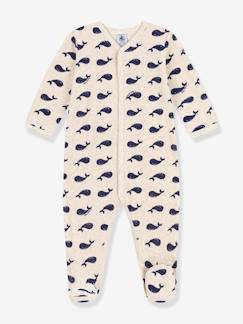 Baby-Pyjama, surpyjama-Fluwelen babypyjama marinelauwe walvissen PETIT BATEAU