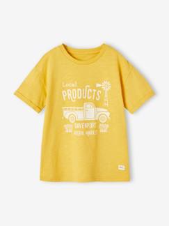 Jongens-T-shirt, poloshirt, souspull-T-shirt-Jongensshirt met vintage motief en korte mouwen met rolrand