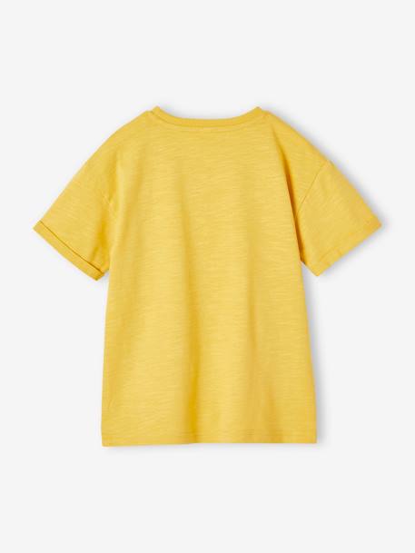 Jongensshirt met vintage motief en korte mouwen met rolrand geel - vertbaudet enfant 