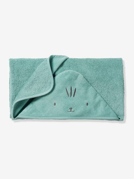 Badcape / Handdoek met capuchon onmisbaar voor baby's en kinderen, met gerecycled katoen groen+zandbeige - vertbaudet enfant 