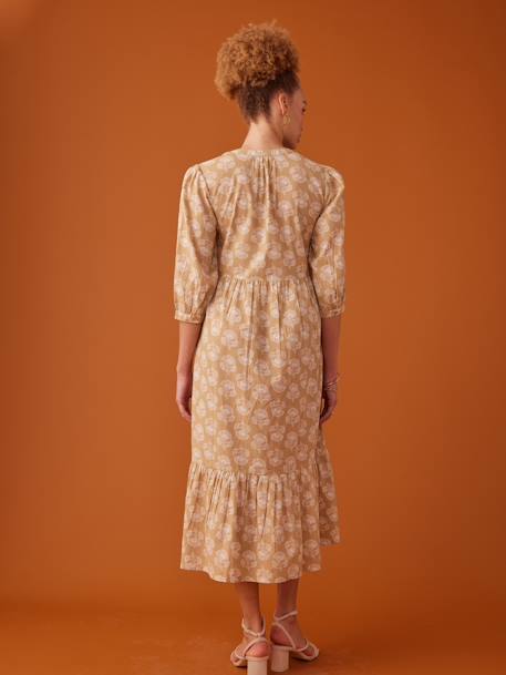 Lange jurk met knopen bohemian stijl ENVIE DE FRAISE geel - vertbaudet enfant 