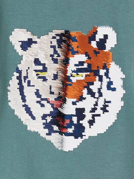 Jongensshirt met motief in omkeerbare pailletten Basics blauwgroen+ecru+nachtblauw+oceaanblauw+wit - vertbaudet enfant 