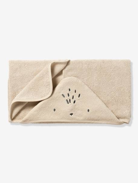Badcape / Handdoek met capuchon onmisbaar voor baby's en kinderen, met gerecycled katoen groen+zandbeige - vertbaudet enfant 