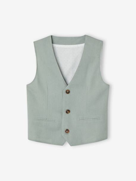 Mouwloos feestelijk jasje voor jongens katoen/linnen beige+blauw+donker marineblauw+lichtbeige+saliegroen - vertbaudet enfant 