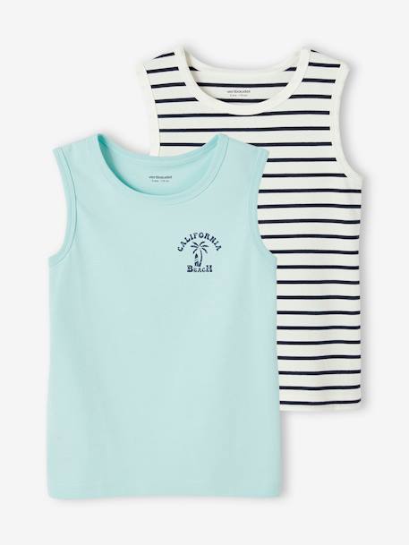 Set van 2 tanktops voor jongens veel geel+veel groen - vertbaudet enfant 