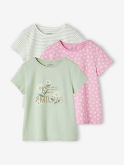 Set van 3 verschillende T-shirts voor meisjes met iriserende details  - vertbaudet enfant
