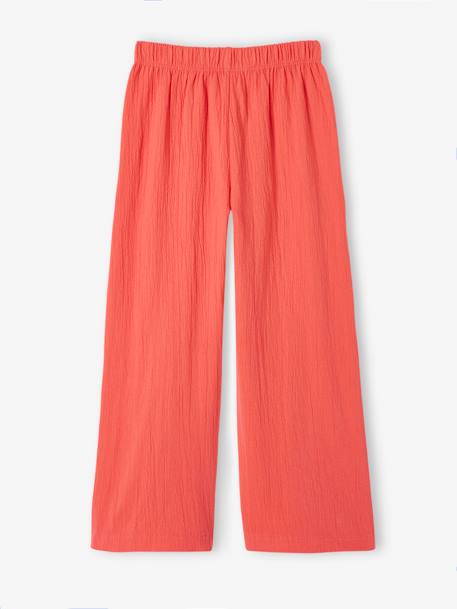Wijde legging met golvend effect voor meisjes koraal+saliegroen+wit, bedrukt+zachtpaars - vertbaudet enfant 