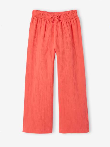 Wijde legging met golvend effect voor meisjes koraal+saliegroen+wit, bedrukt+zachtpaars - vertbaudet enfant 