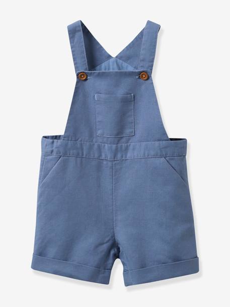 Korte tuinbroek baby in linnen en katoen CYRILLUS grijsblauw - vertbaudet enfant 