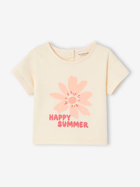 Babyshirt 'Happy summer' met korte mouwen ecru - vertbaudet enfant 