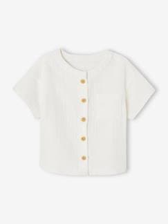 Baby-Overhemd, blouse-Babyblouse met korte mouwen van katoengaas