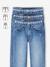 Rechte jeans MorphologiK meisjes heupomvang Small donkerblauw+gebleekt denim+stone - vertbaudet enfant 